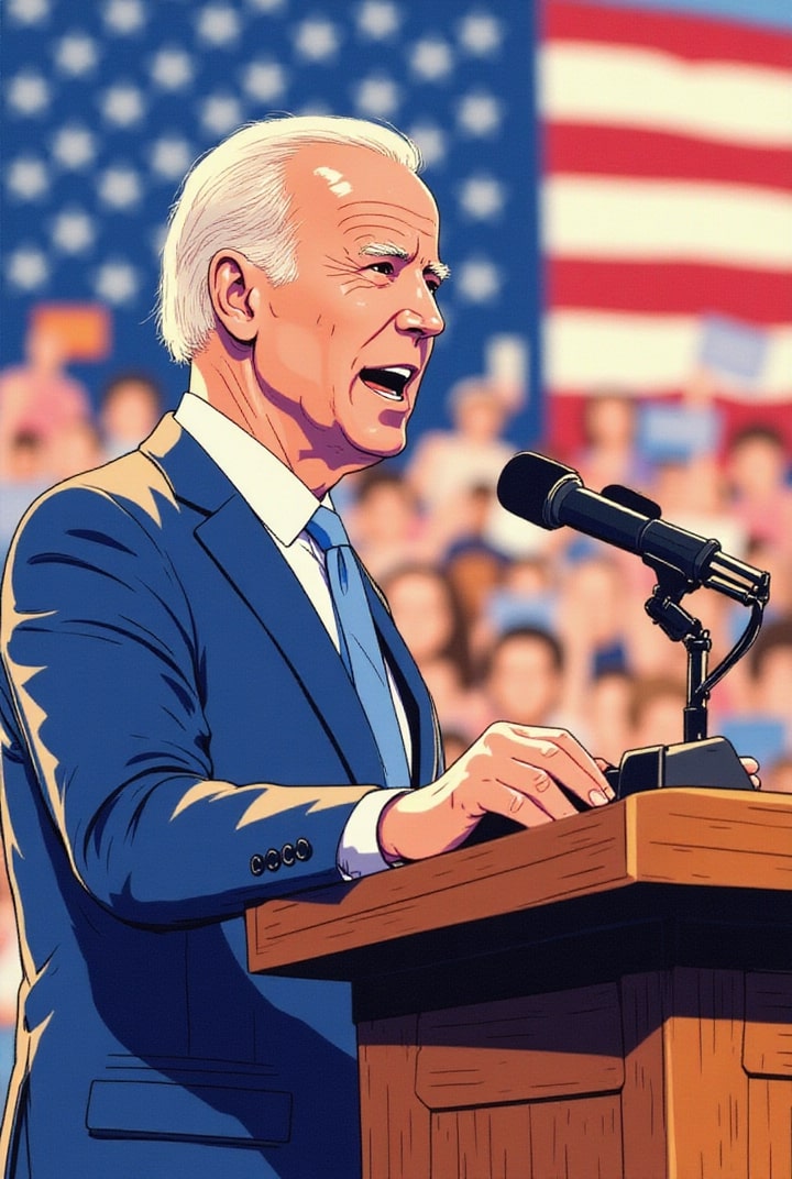 image Le président Biden lors d'un rassemblement