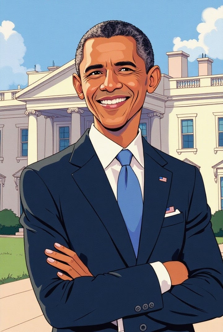 Le président Obama devant la Maison Blanche