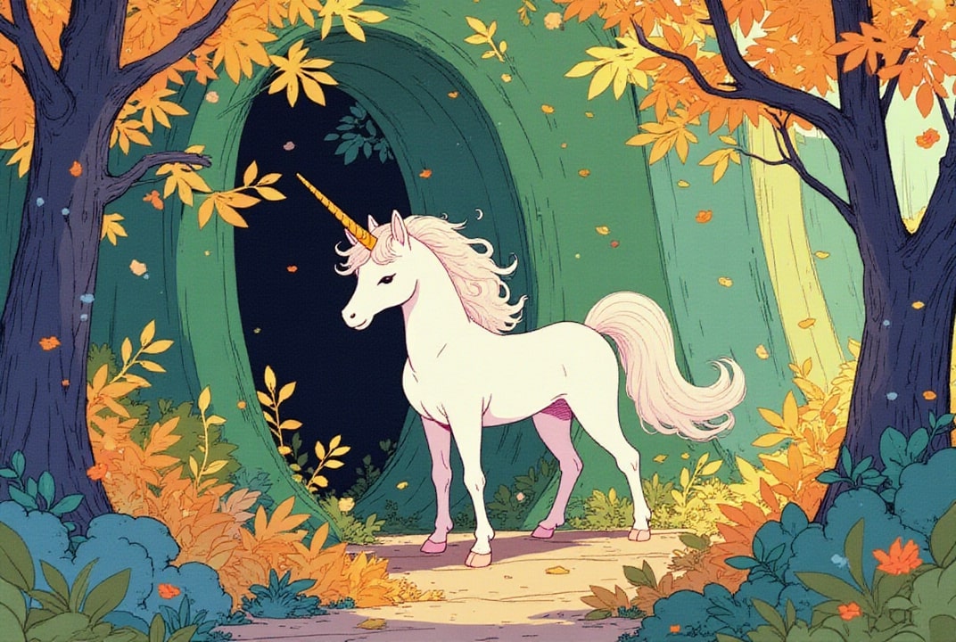 Licorne dans une grotte magique