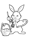 Coloriage lièvre de pâques