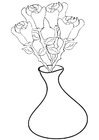 Coloriage roses dans un vase