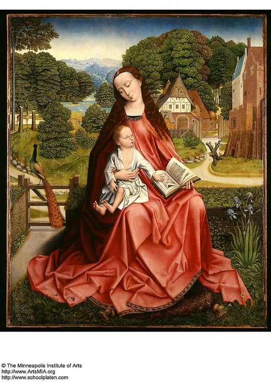Image Vierge Ã  l'enfant dans un jardin