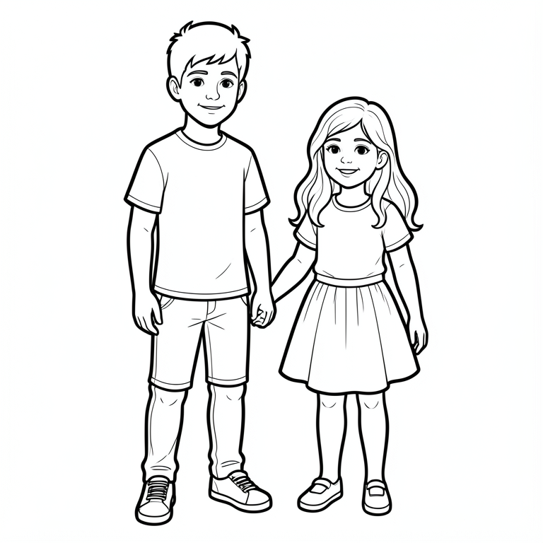 Coloriage deux enfants