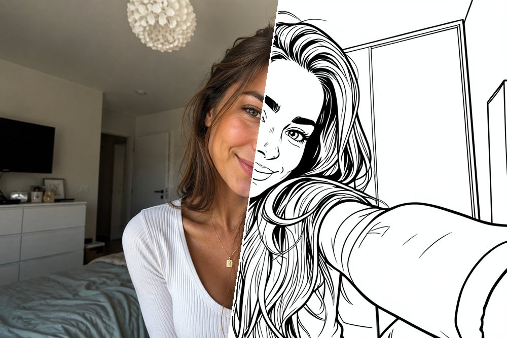 Selfie transformé en coloriage