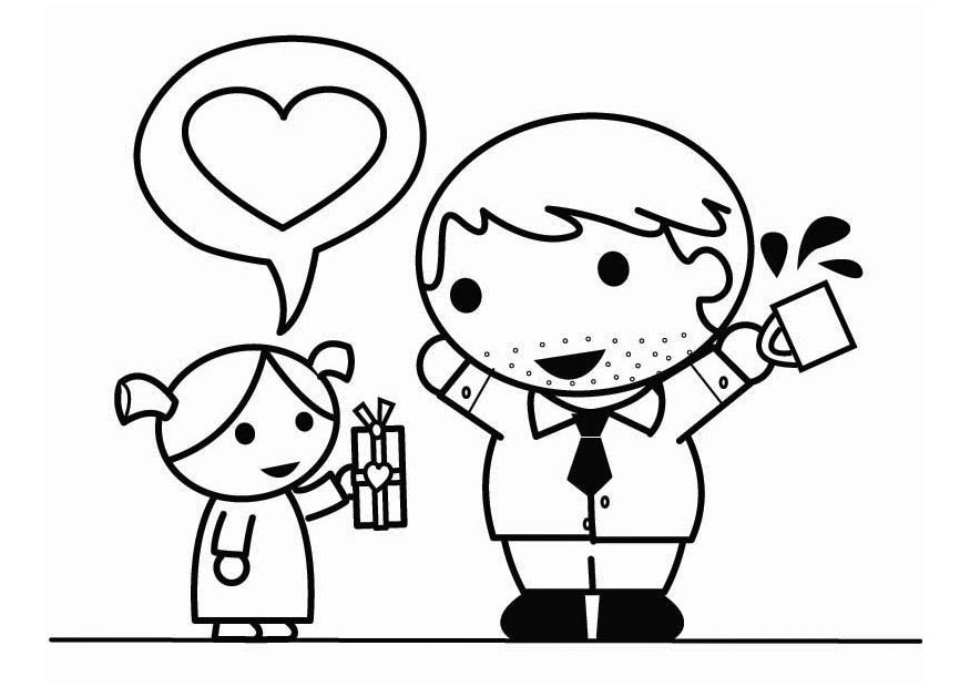 Coloriage fête des pères avec fille - Gratuit à Imprimer - Img 26448