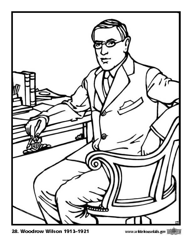 28 woodrow wilson Coloriage 28 woodrow wilson