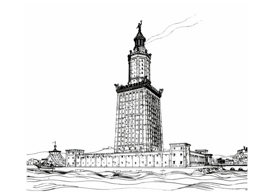 7 merveilles du monde - phare dalexendrie Coloriage 7 merveilles du monde - phare dalexendrie
