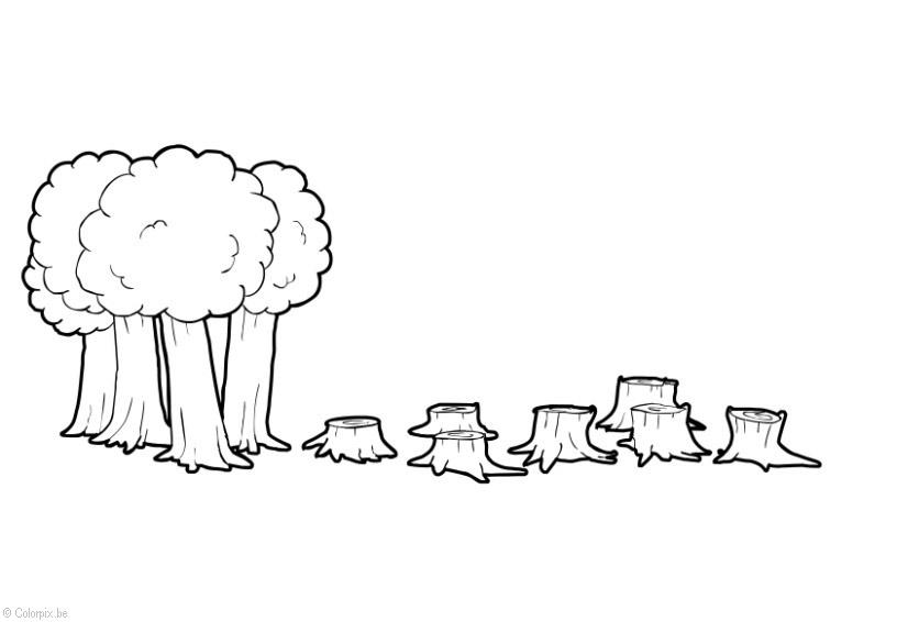 abattre les arbres Coloriage abattre les arbres