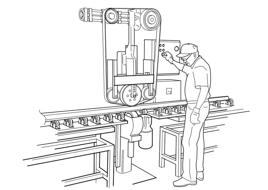actionner une machine Coloriage actionner une machine