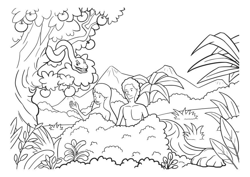 adam et eve Coloriage adam et eve