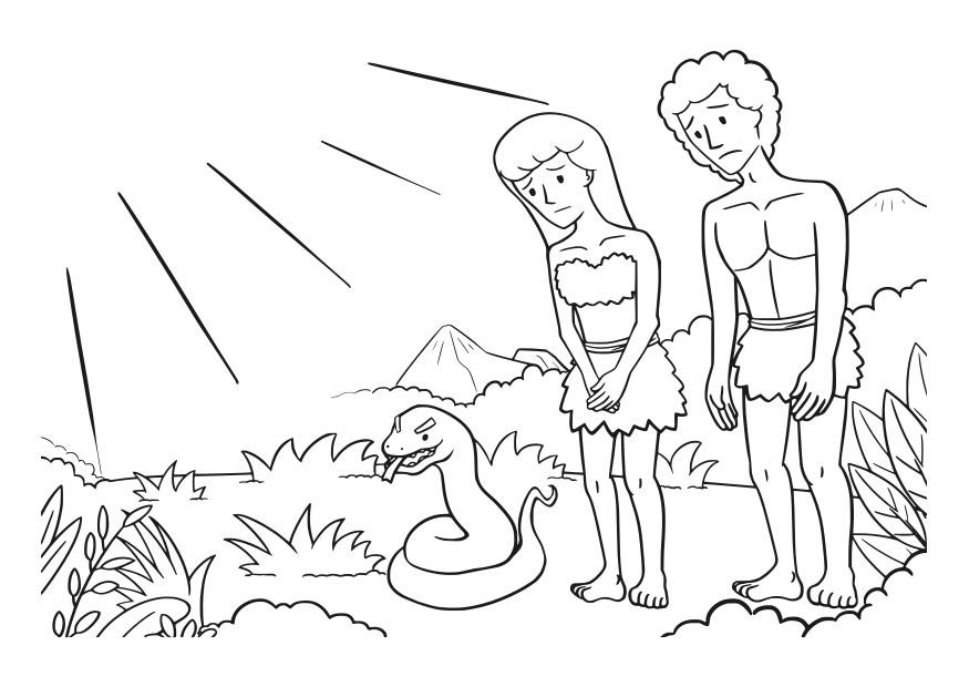 adam et eve Coloriage adam et eve