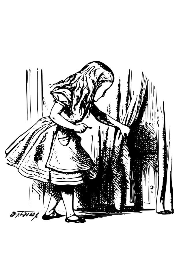 alice au pays des merveilles - alice avec clef Coloriage alice au pays des merveilles - alice avec clef