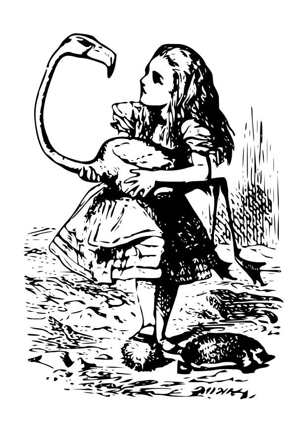 alice au pays des merveilles - flamant rose Coloriage alice au pays des merveilles - flamant rose