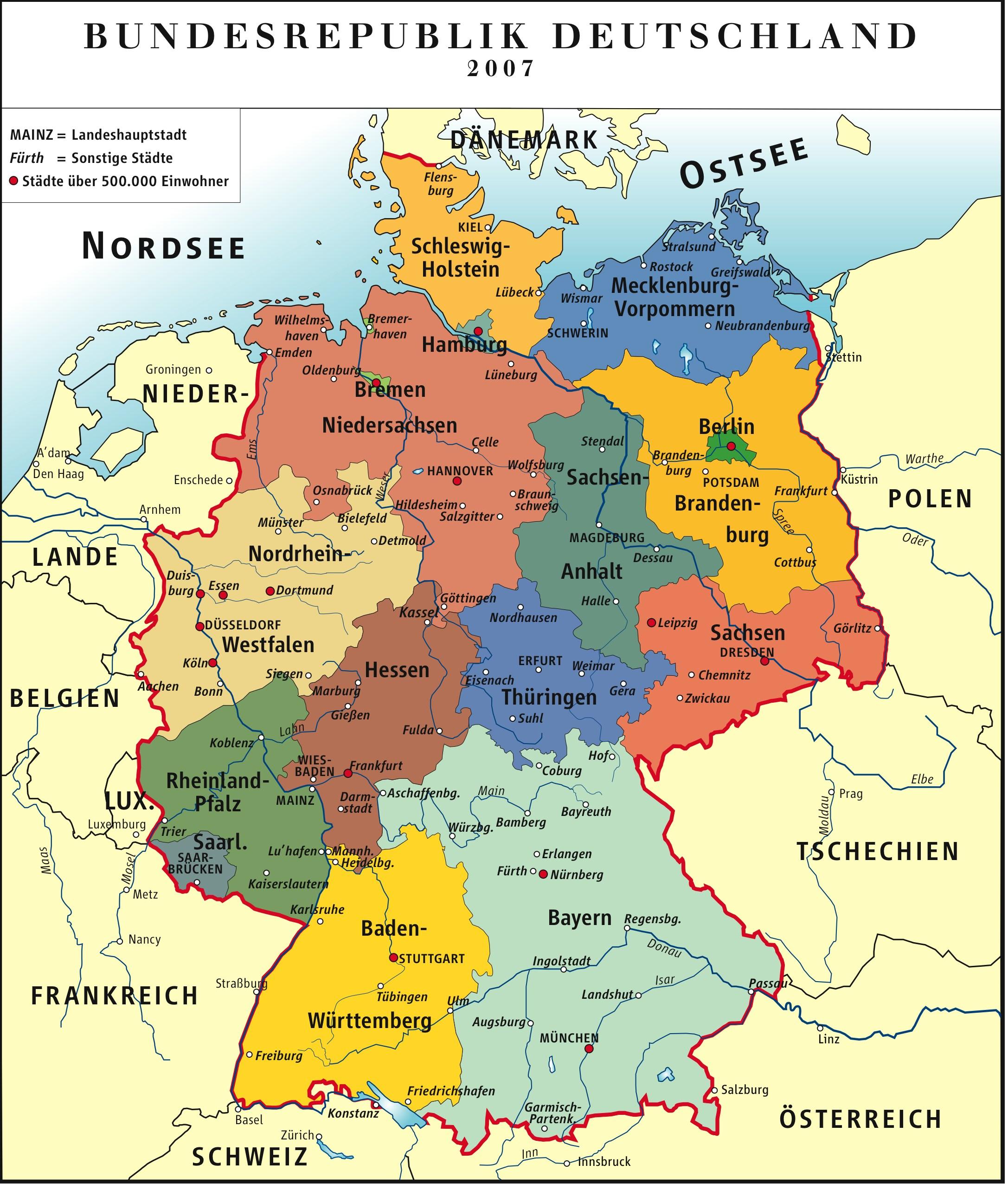 Image allemagne - carte politique rfa 2007