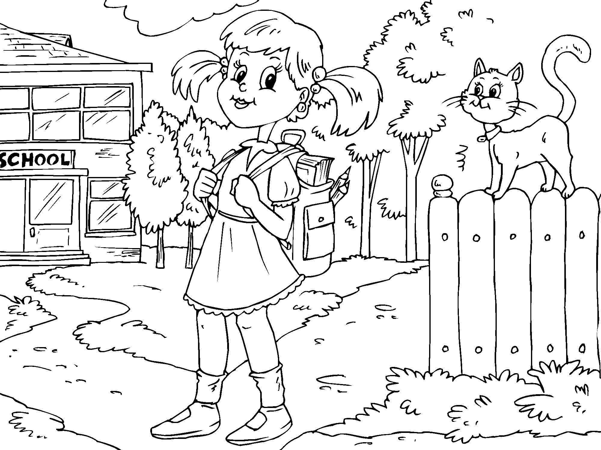 Coloriage aller A  lA©cole