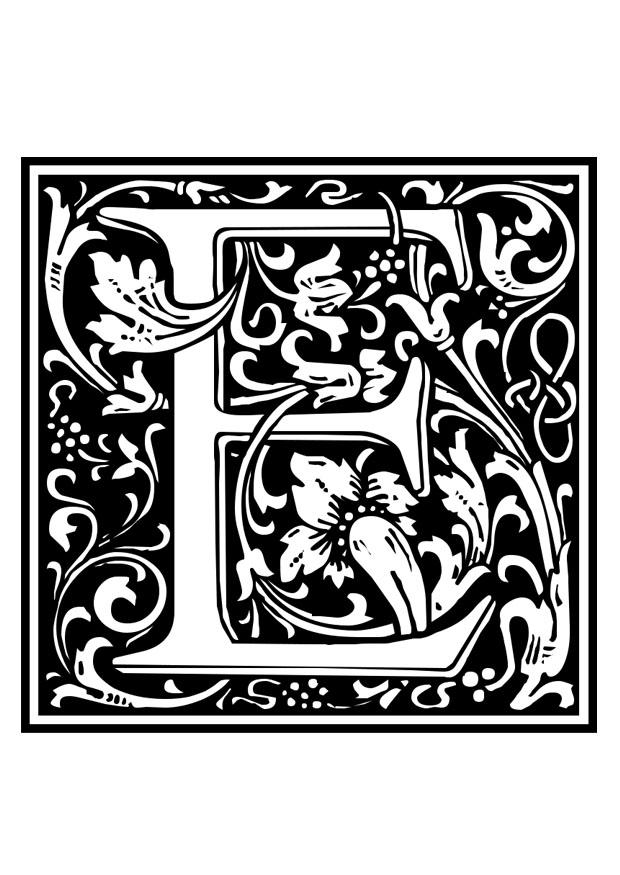 alphabet ornemental - e Coloriage alphabet ornemental - e