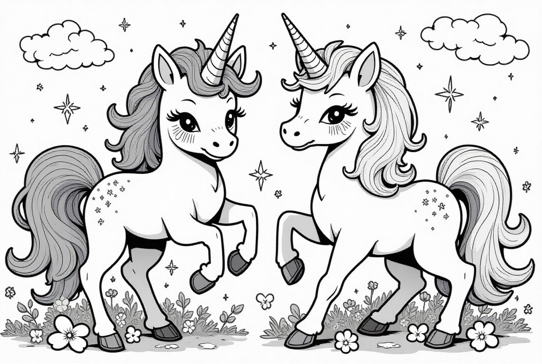 Coloriage amitiA© licorne