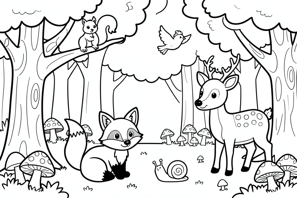 Coloriage animaux dans la forAªt
