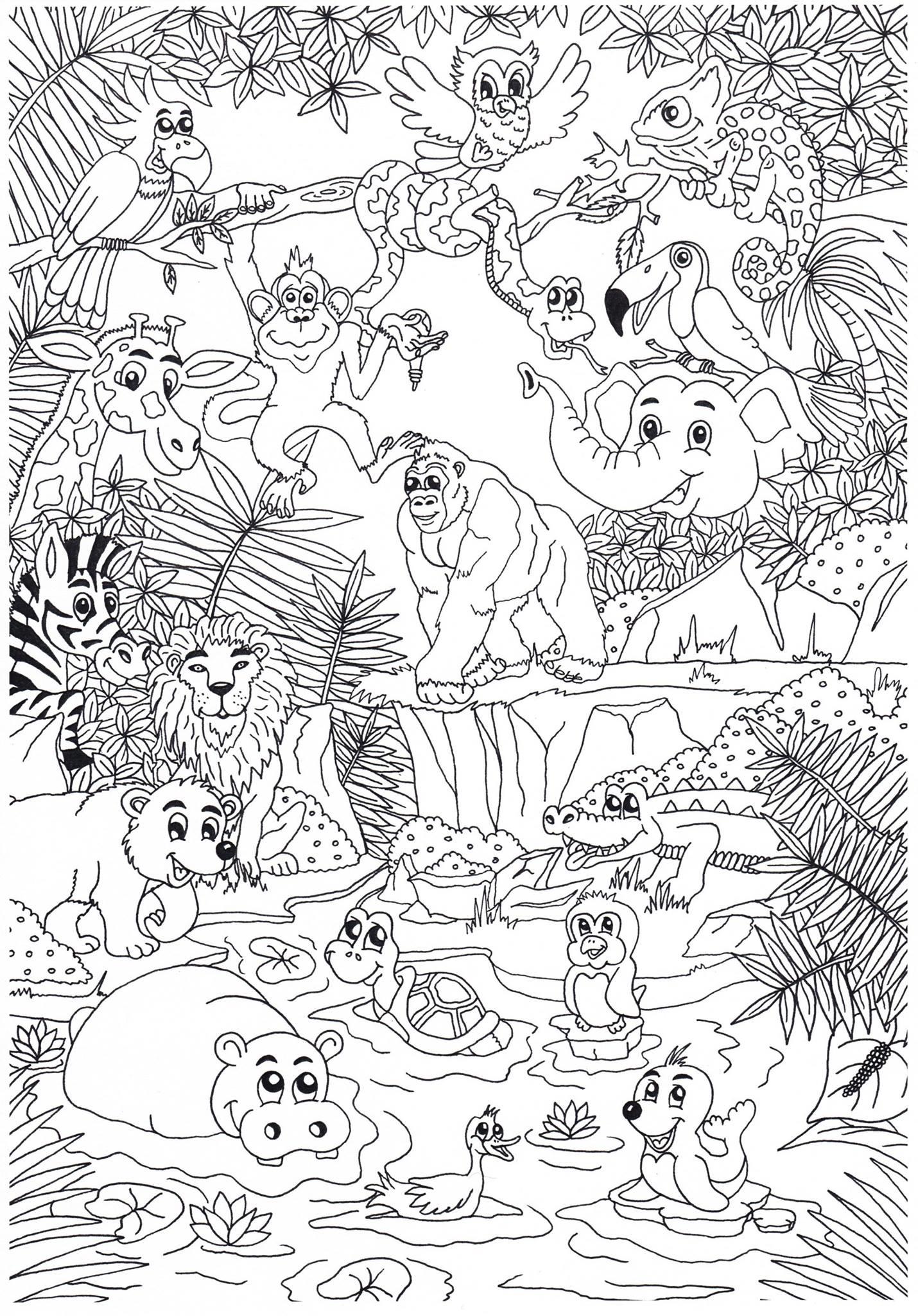 animaux dans la jungle Coloriage animaux dans la jungle