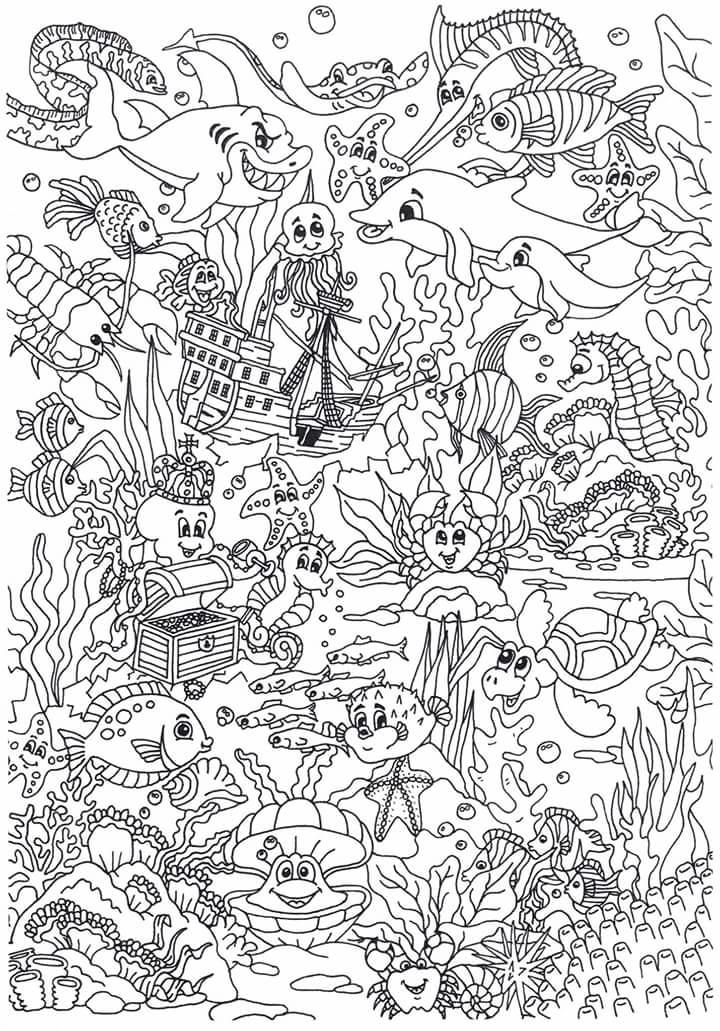 animaux dans la mer Coloriage animaux dans la mer