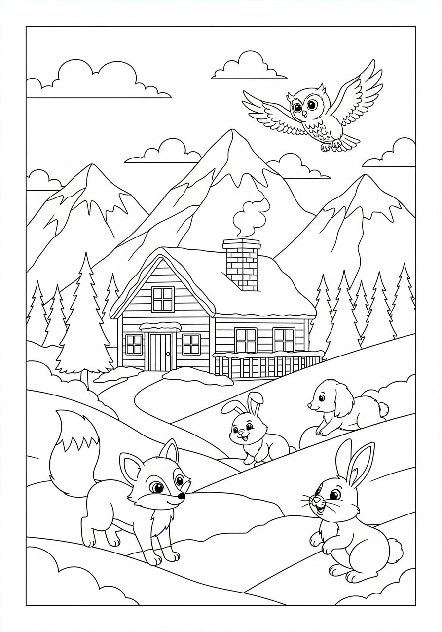 animaux en hiver Coloriage animaux en hiver