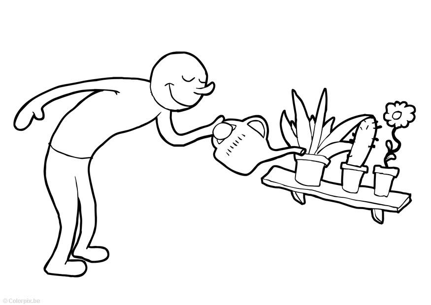 arroser les plantes Coloriage arroser les plantes