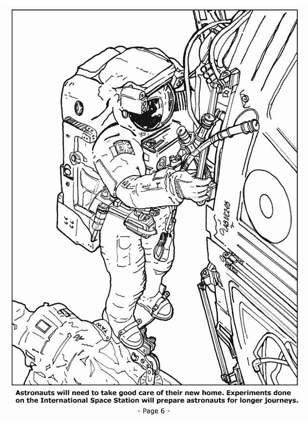 astronautes dans la station spatiale Coloriage astronautes dans la station spatiale