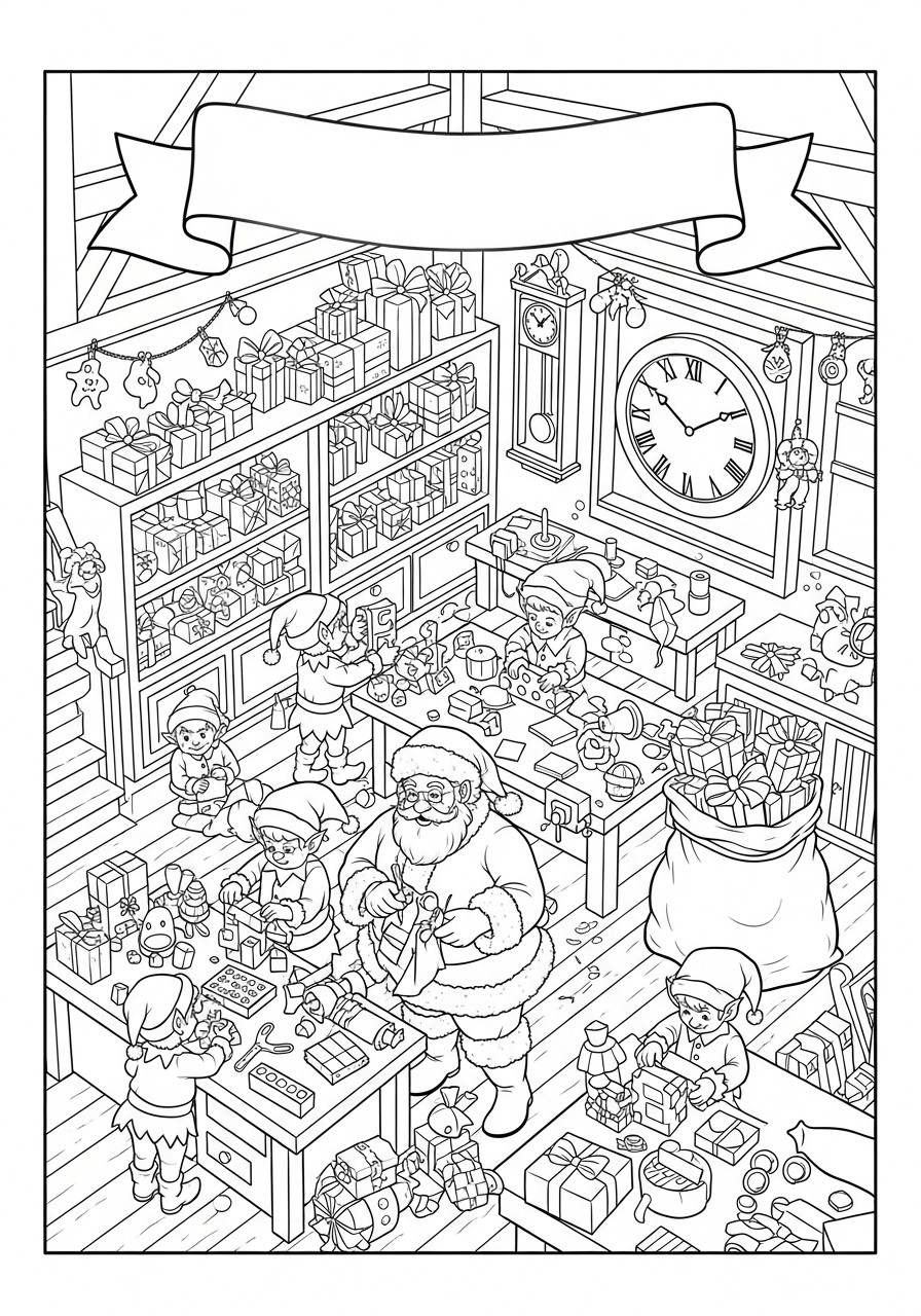 atelier du pA¨re noA«l avec un lutin de noA«l Coloriage atelier du pA¨re noA«l avec un lutin de noA«l