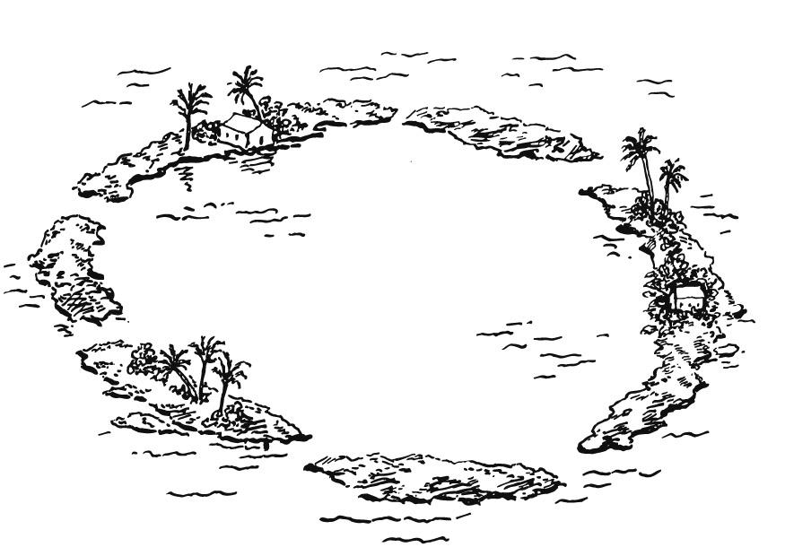 atoll - groupe diles Coloriage atoll - groupe diles