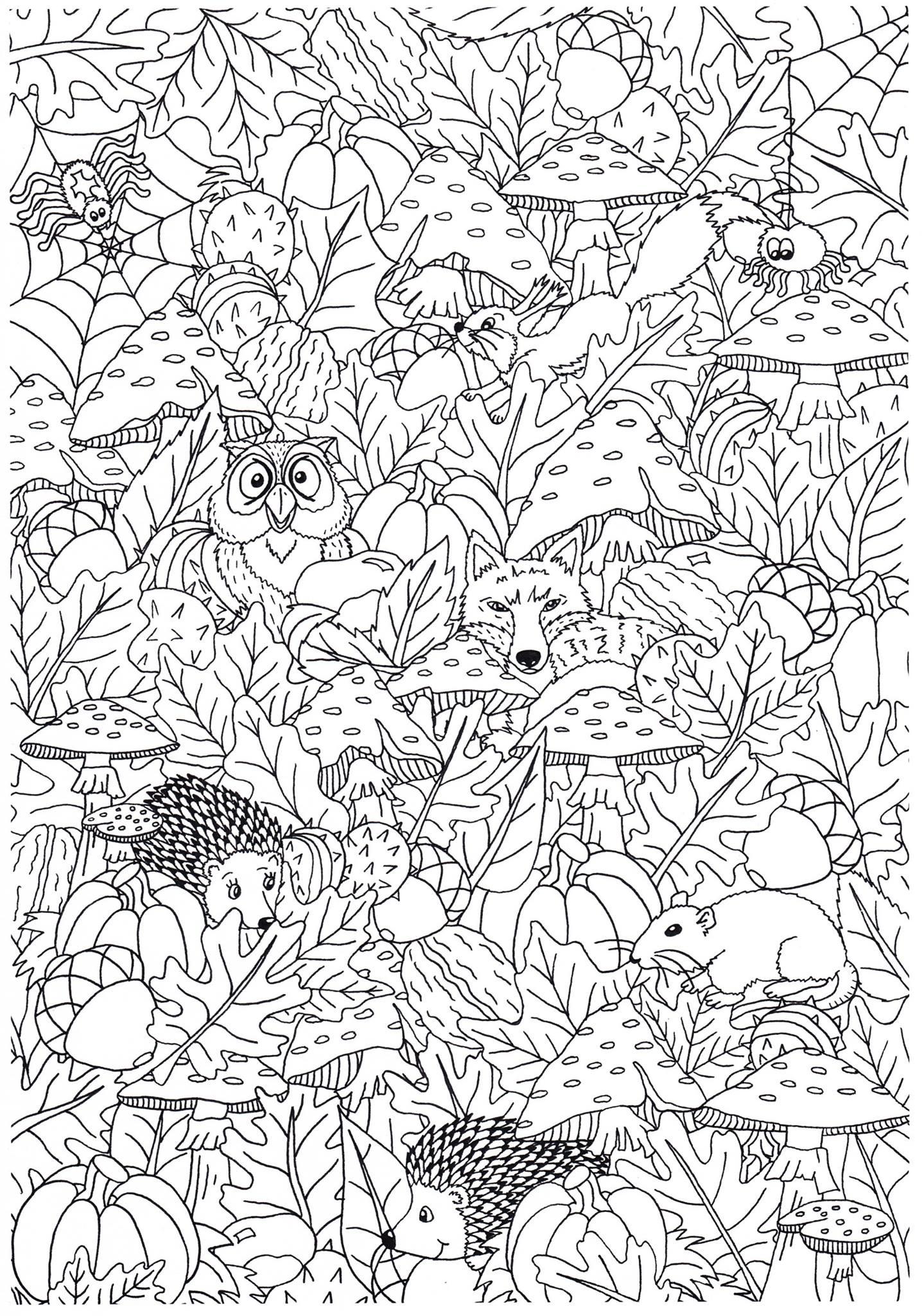 automne dans la forAªt Coloriage automne dans la forAªt