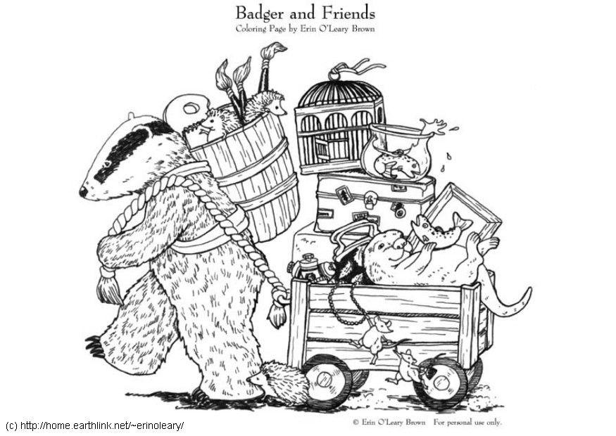 badger et ses amis Coloriage badger et ses amis