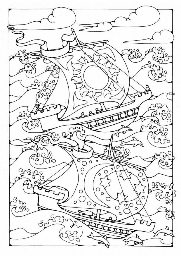 bateaux dans une tempA¨te Coloriage bateaux dans une tempA¨te