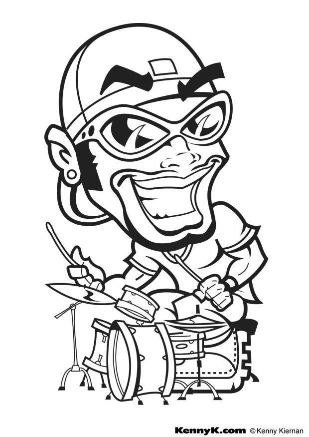 batteur de hip hop Coloriage batteur de hip hop