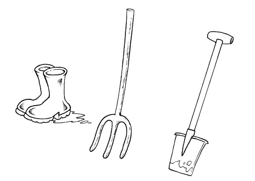 bottes fourche pelle Coloriage bottes fourche pelle