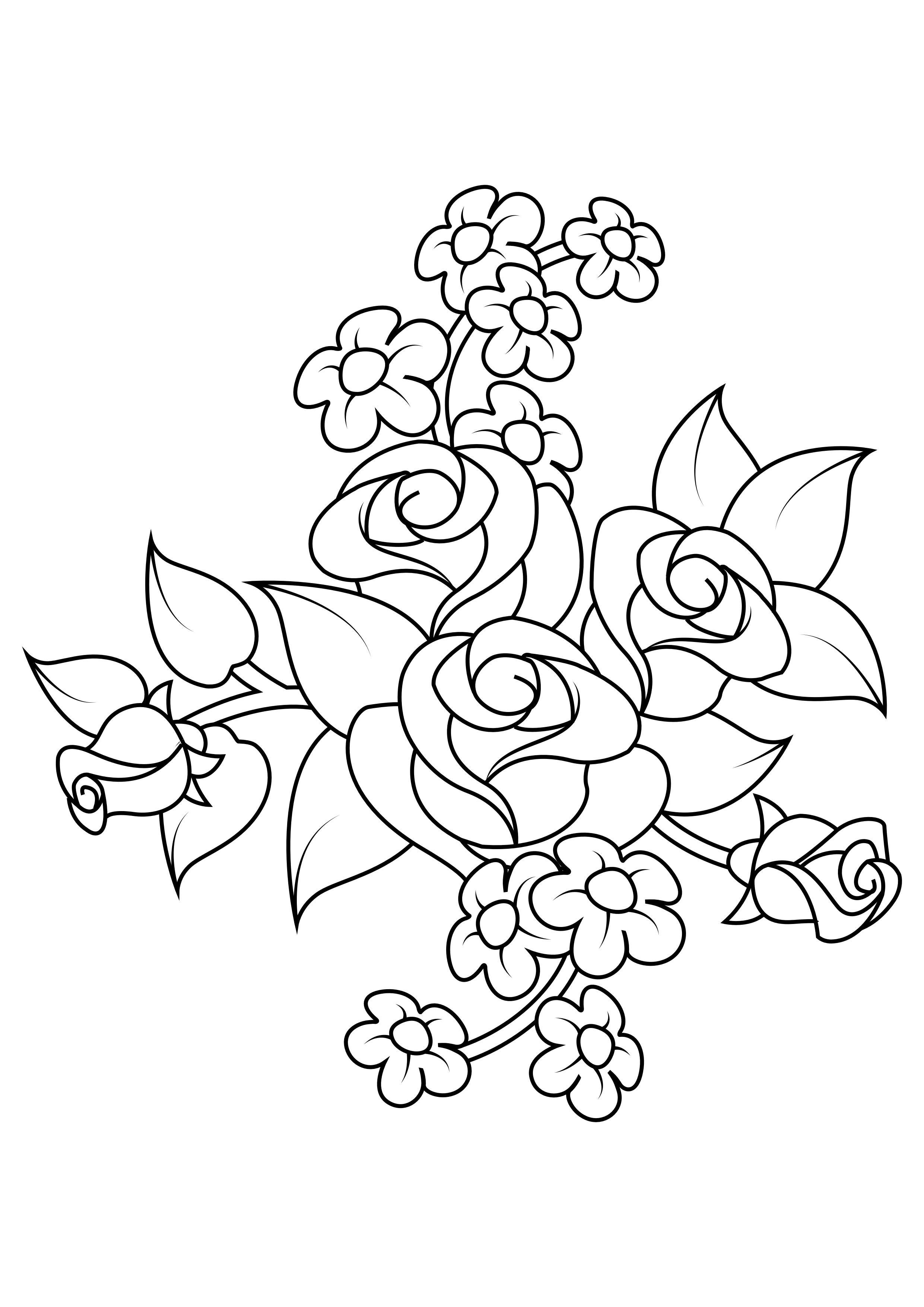 bouquet de roses Coloriage bouquet de roses