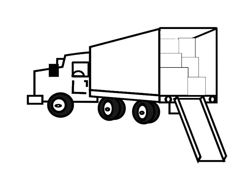 camion de dA©mA©nagement plein Coloriage camion de dA©mA©nagement plein