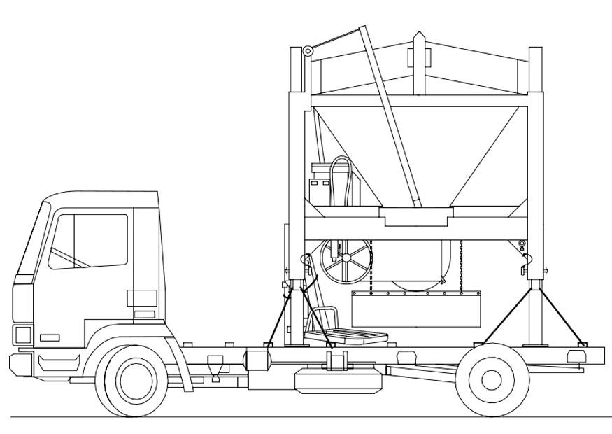 camion - mixeur de sable Coloriage camion - mixeur de sable