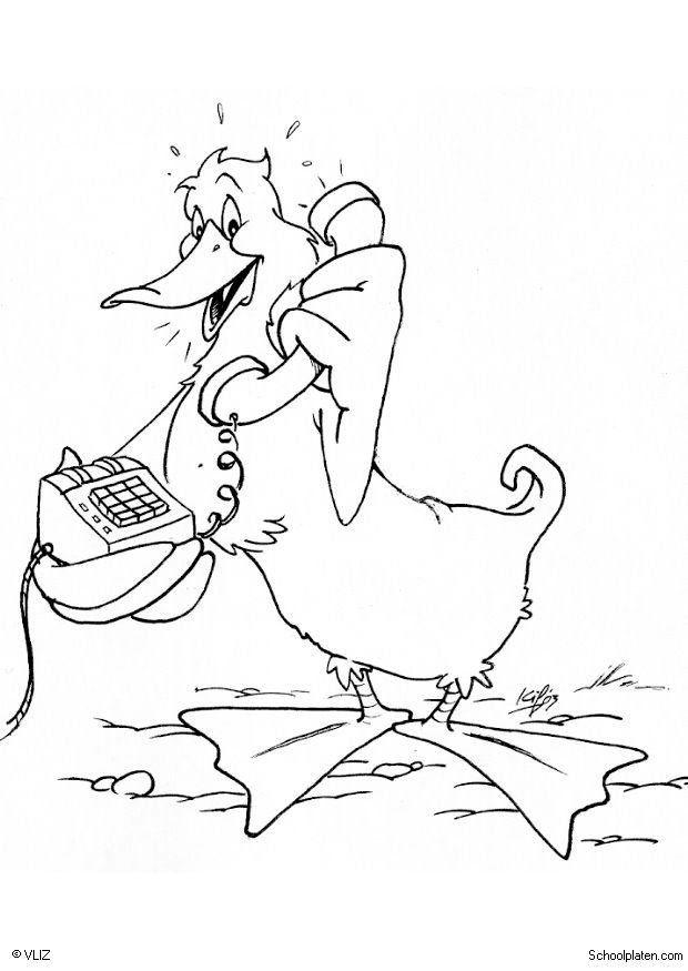 canard avec un tA©lA©phone Coloriage canard avec un tA©lA©phone