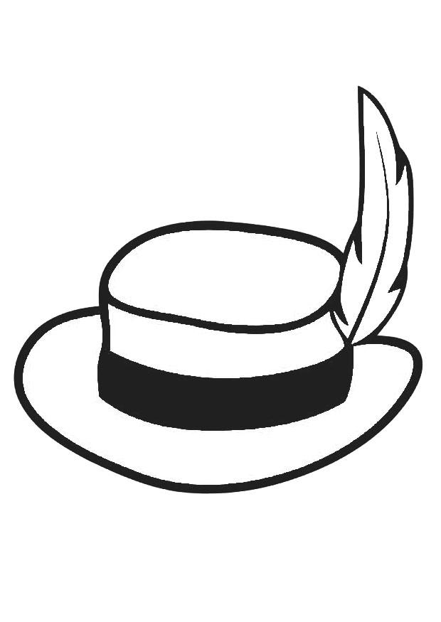 chapeau avec plume Coloriage chapeau avec plume