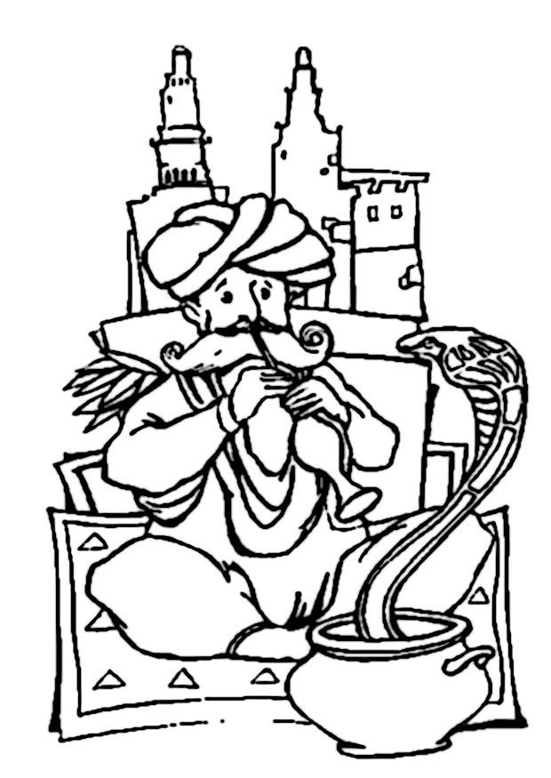 charmeur de serpent Coloriage charmeur de serpent