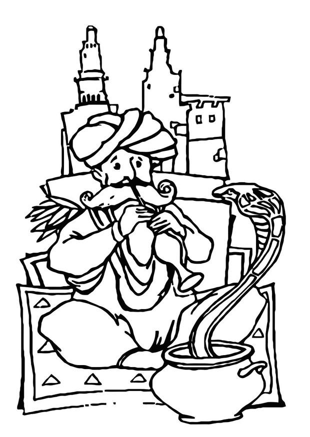 charmeur de serpents Coloriage charmeur de serpents