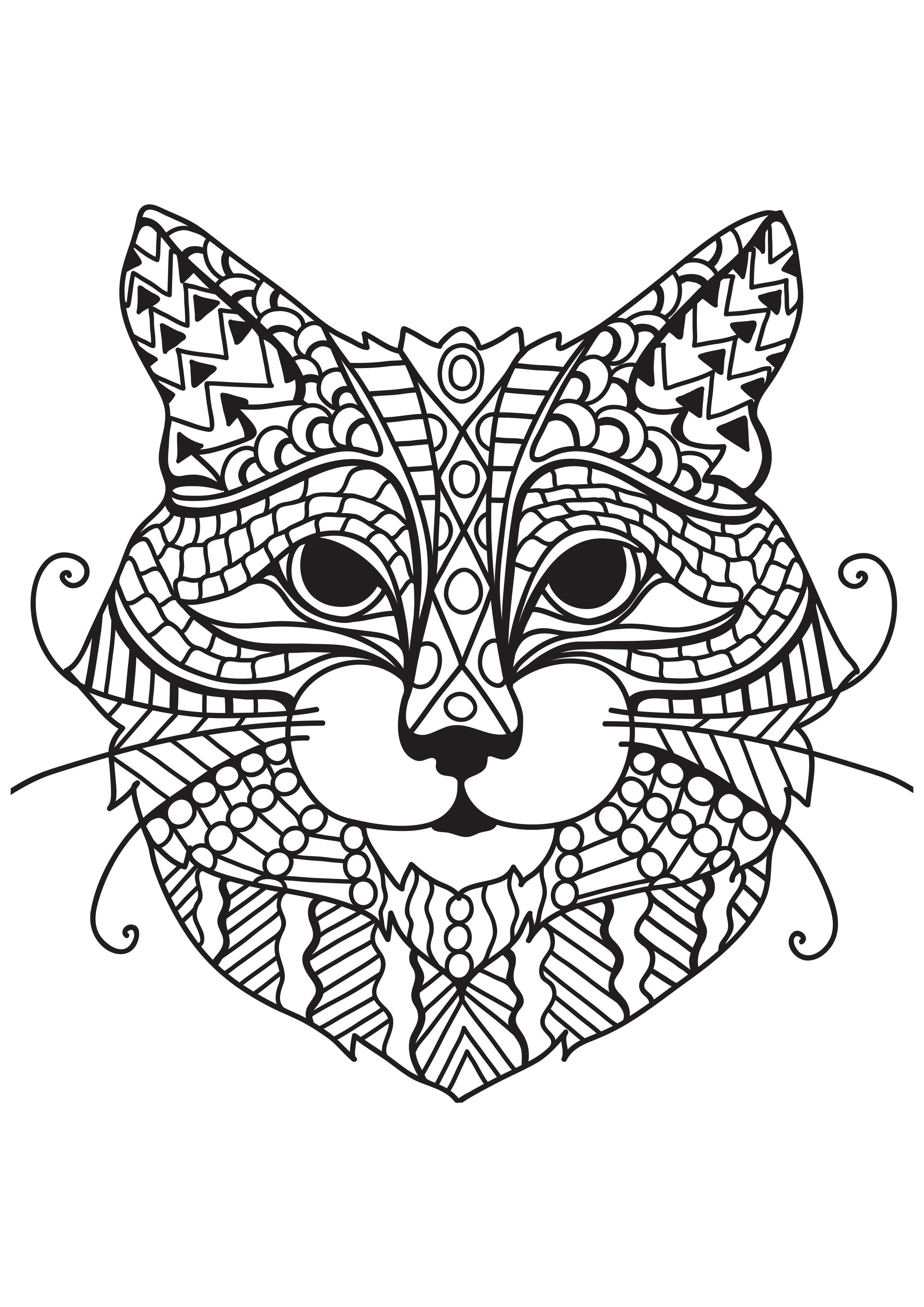 chat avec des moustaches Coloriage chat avec des moustaches