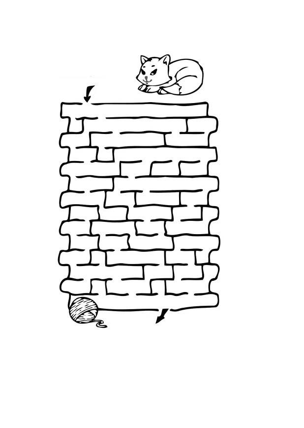chat dans labyrinthe Coloriage chat dans labyrinthe