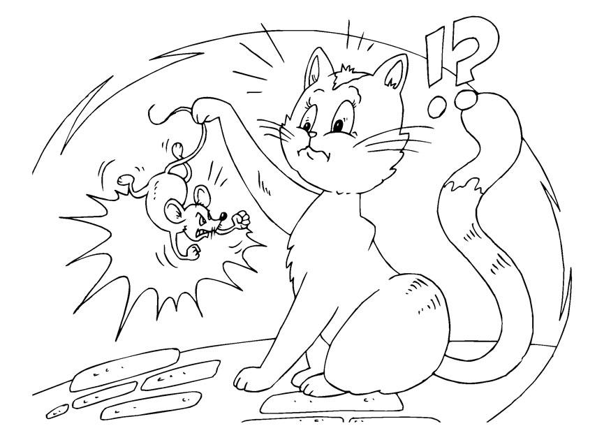 chat souris Coloriage chat souris