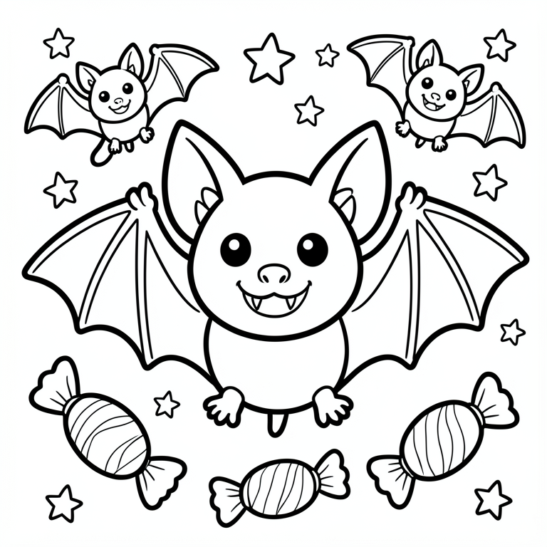 Coloriage chauves-souris vampires mignonnes