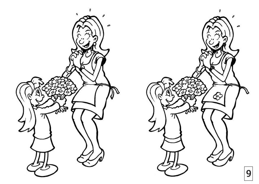 cherchez les diffA©rences - fAªte des mA¨res Coloriage cherchez les diffA©rences - fAªte des mA¨res