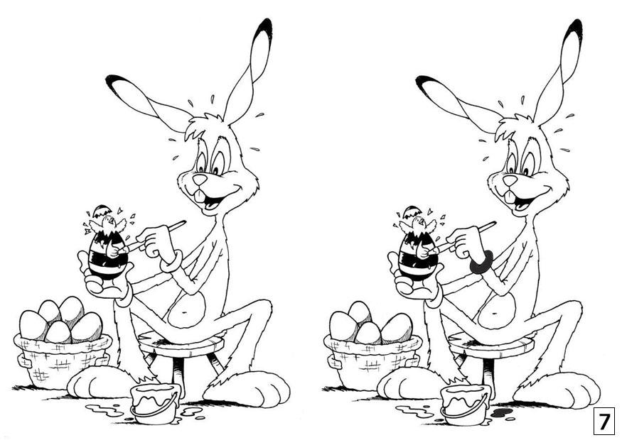 cherchez les diffA©rences - liA¨vre de pA¢ques Coloriage cherchez les diffA©rences - liA¨vre de pA¢ques