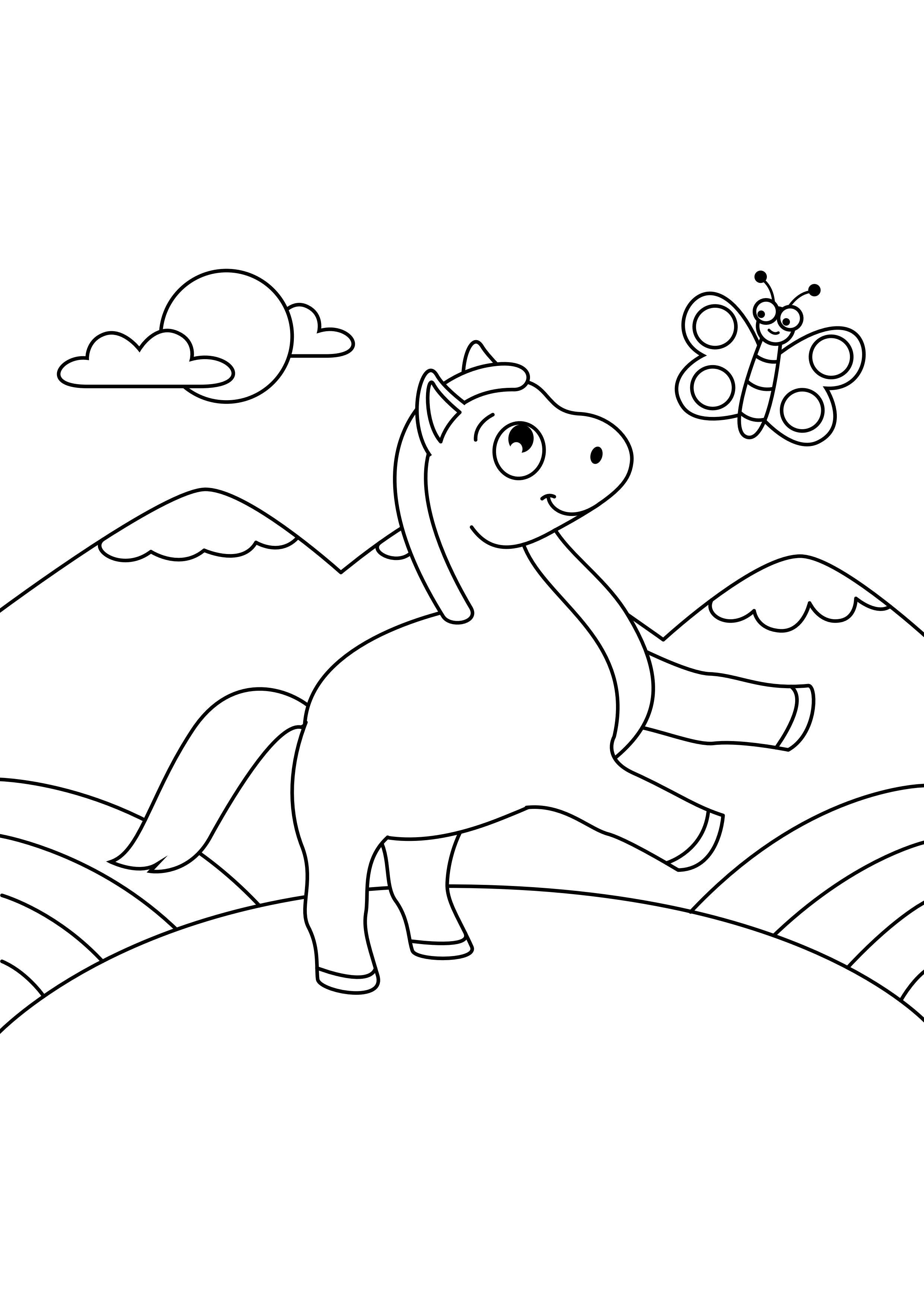 cheval avec papillon Coloriage cheval avec papillon