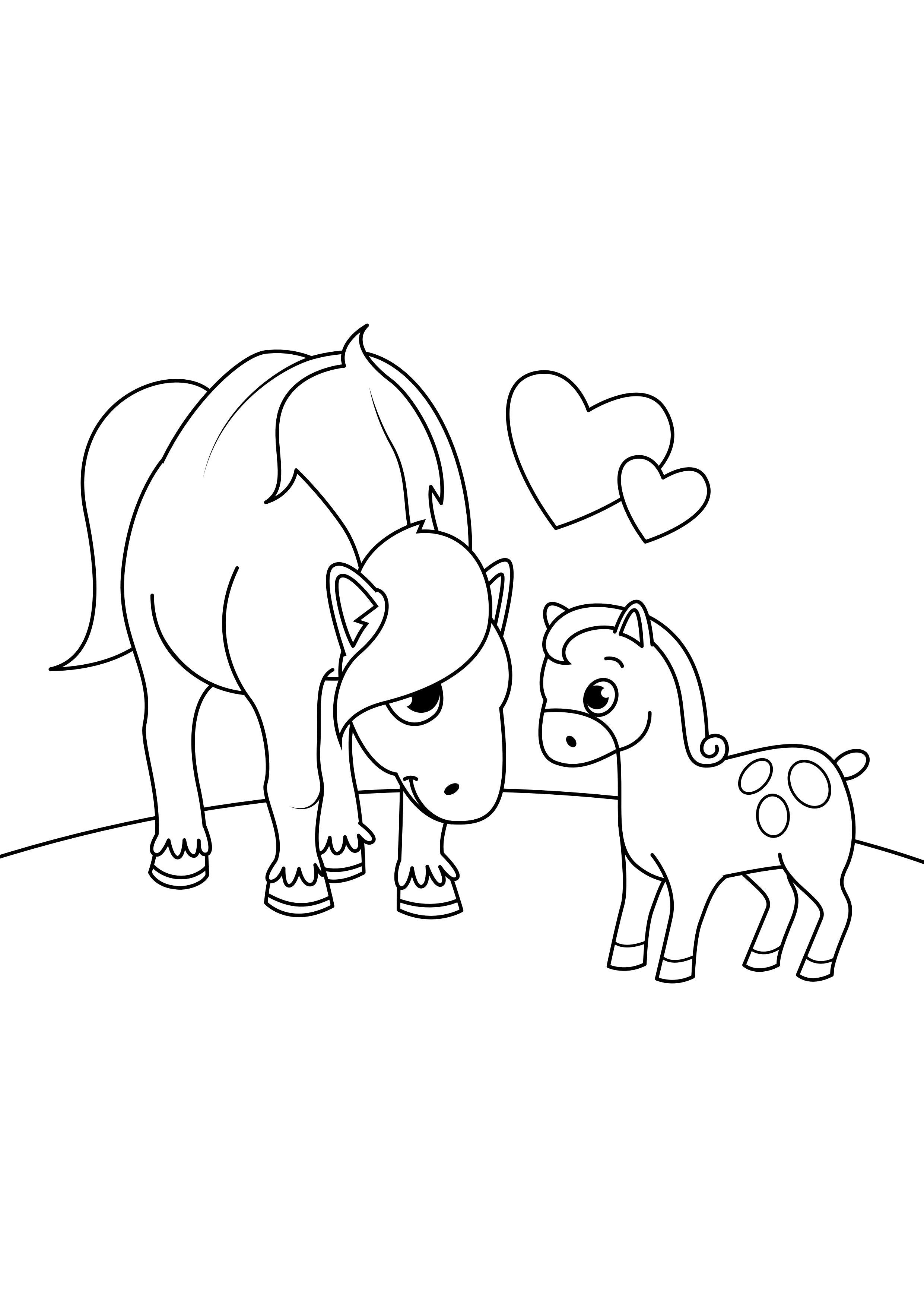 cheval avec poulain Coloriage cheval avec poulain