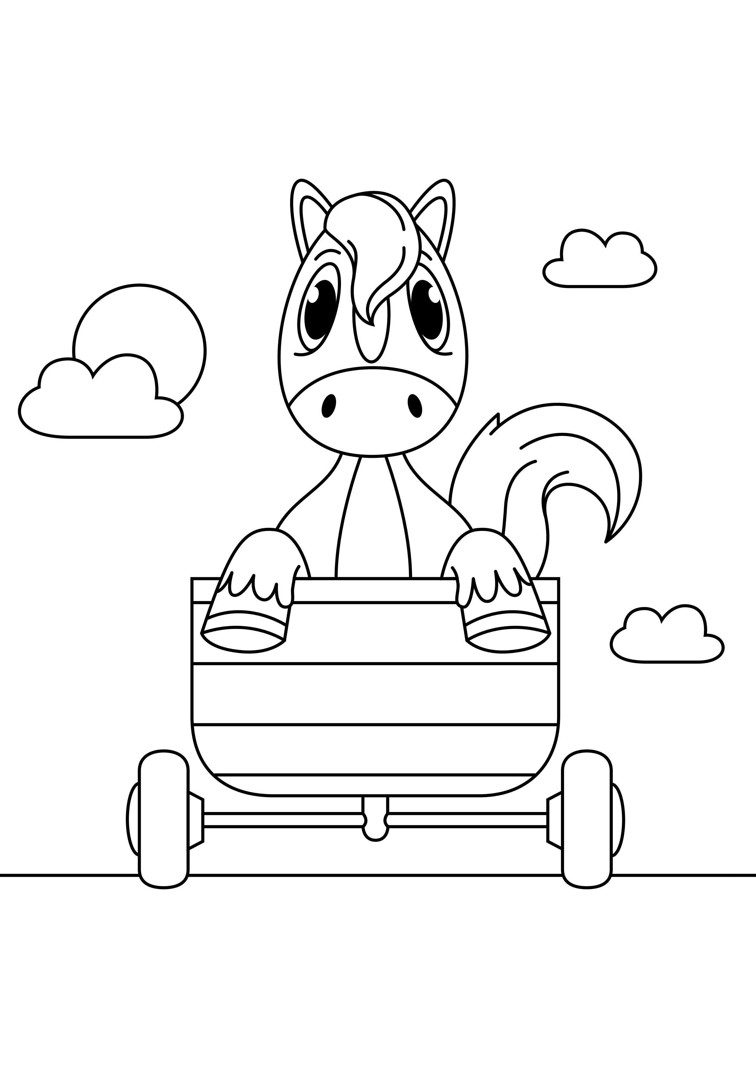 cheval dans la charrette Coloriage cheval dans la charrette